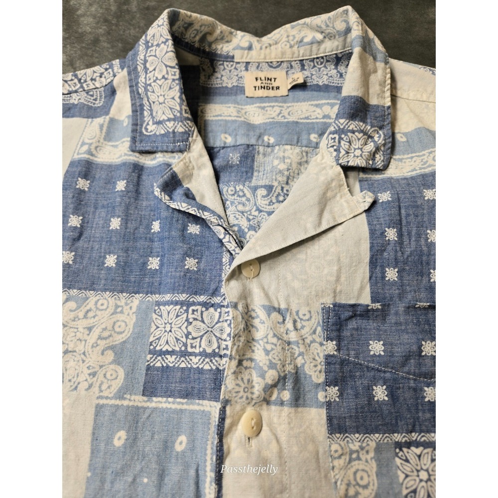 Men's Blue Patchwork Casual Button Down Shirt - image 4